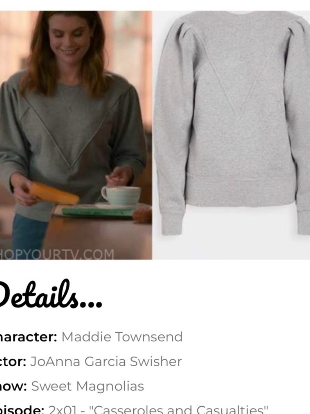 Isabel Marant Grey Puff Sleeve Sweatshirt Sweet Magnolias
